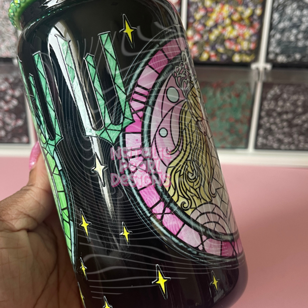 Stained Glass Witches Bookish Glass Can