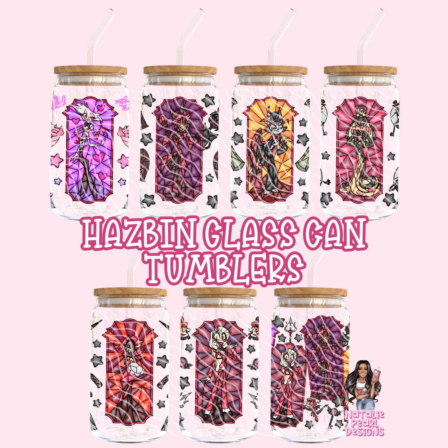 Hazbin Glass Cans