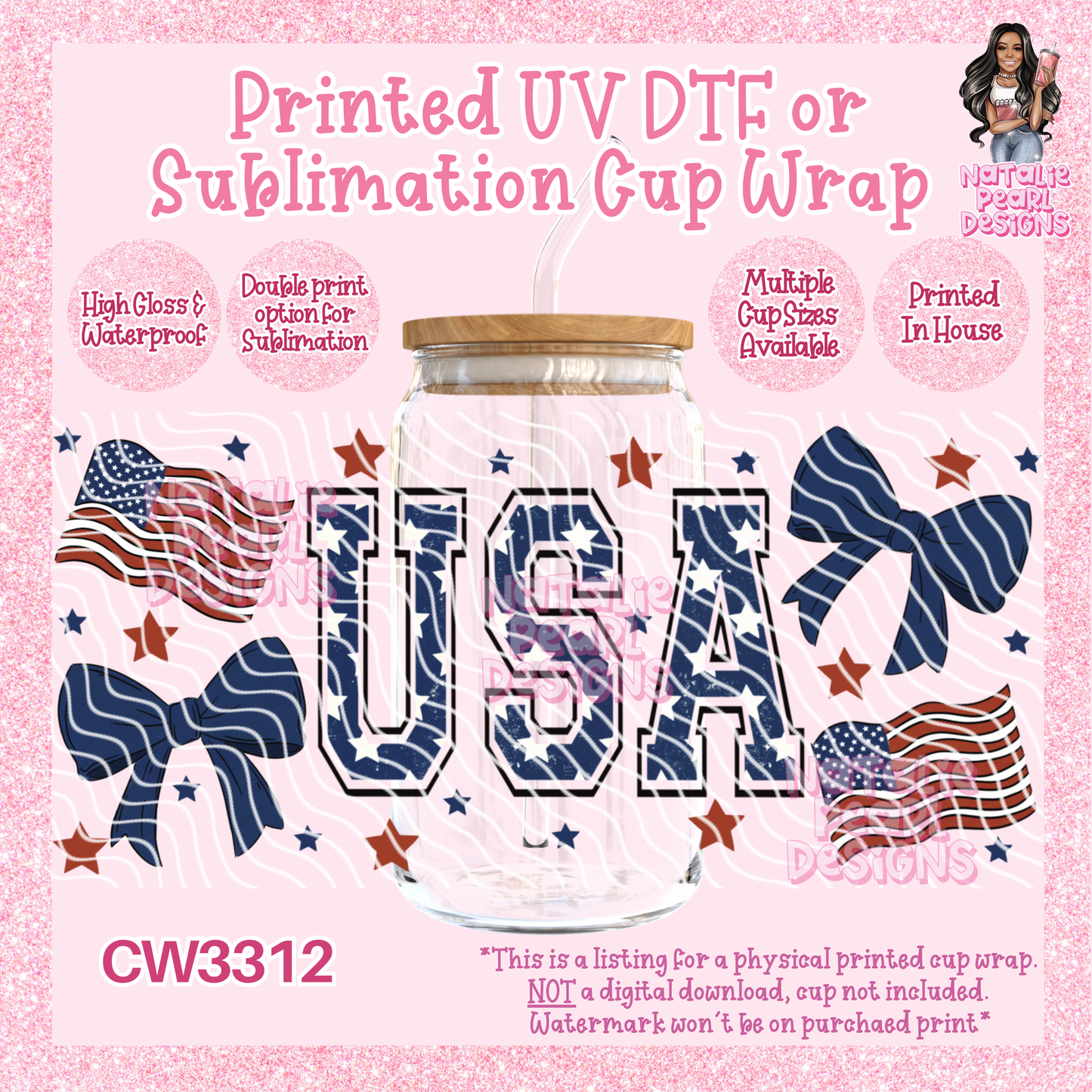 CW3312 UV DTF/SUB Cup Wraps