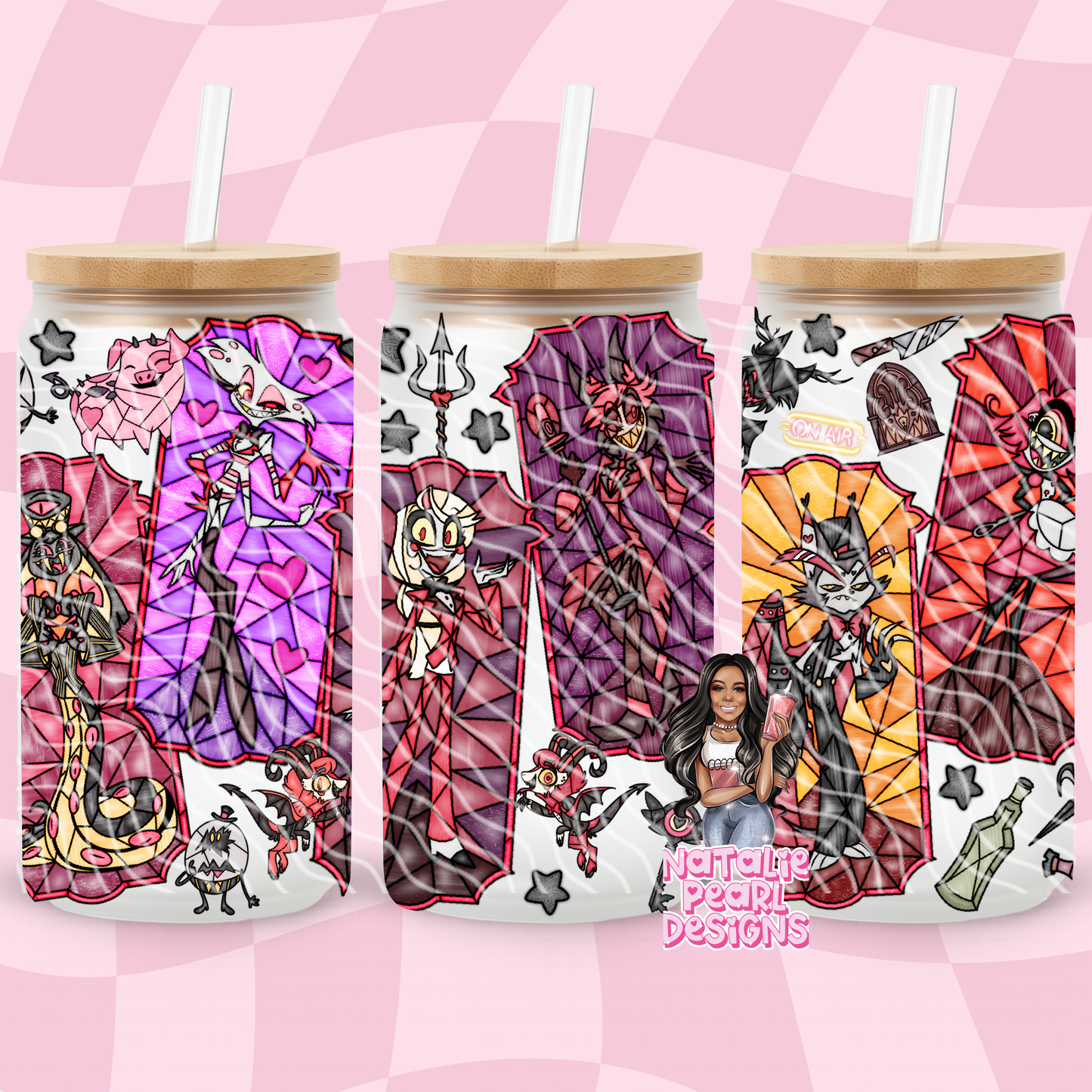 Hazbin Glass Cans