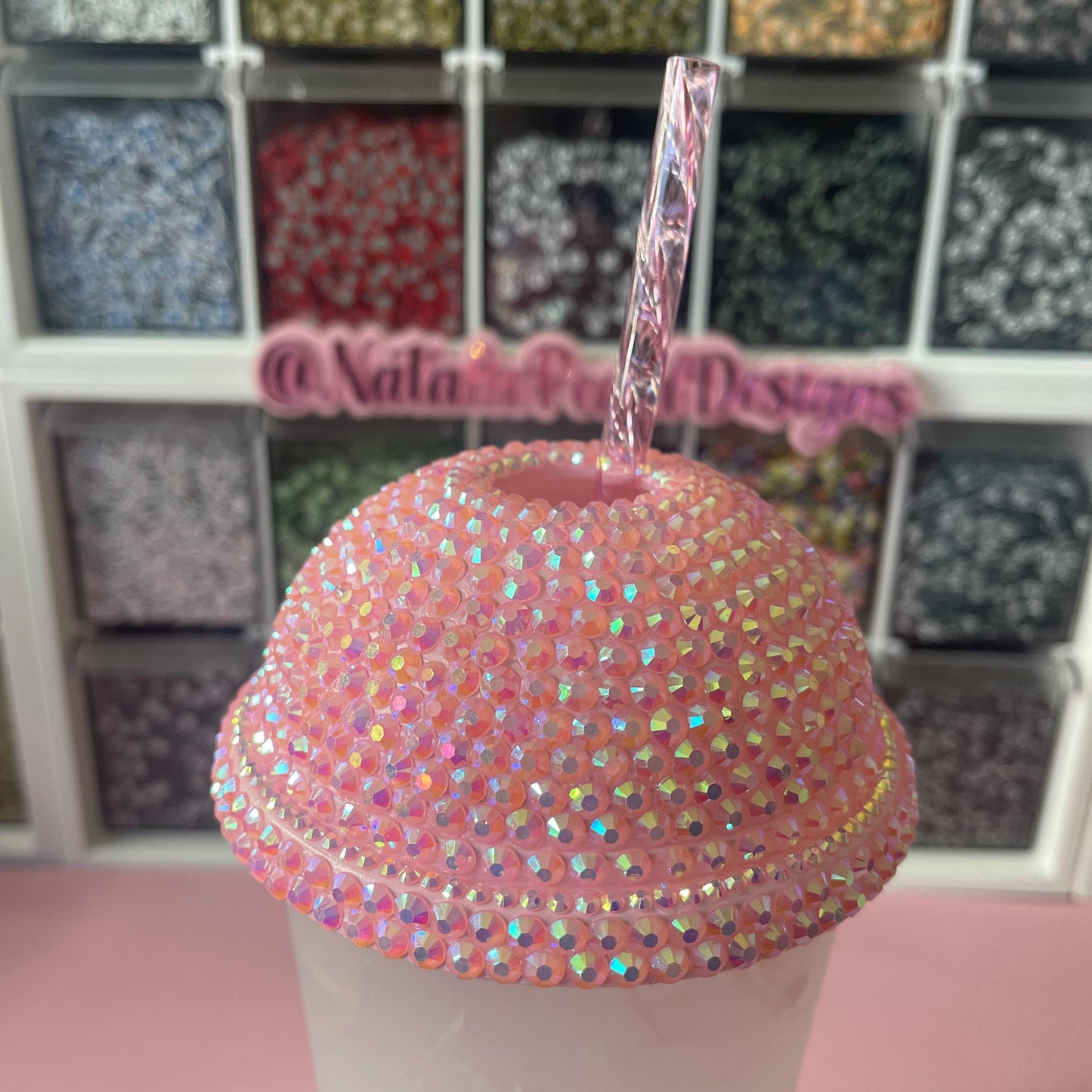 Custom Full Bling Rhinestone or Clear Plastic Cold Cup Lids, Starbucks Lid, Dome Lid, Whipped Cream Lid, Round Lid
