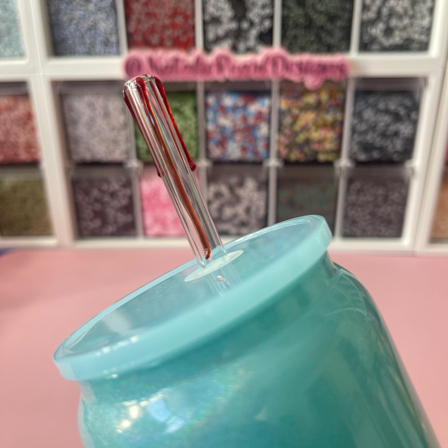 Red Blood Drip Glass Straw 8 inch, Reusable Straws, Add On, Replacement Straw Glass Straw, Halloween Straw