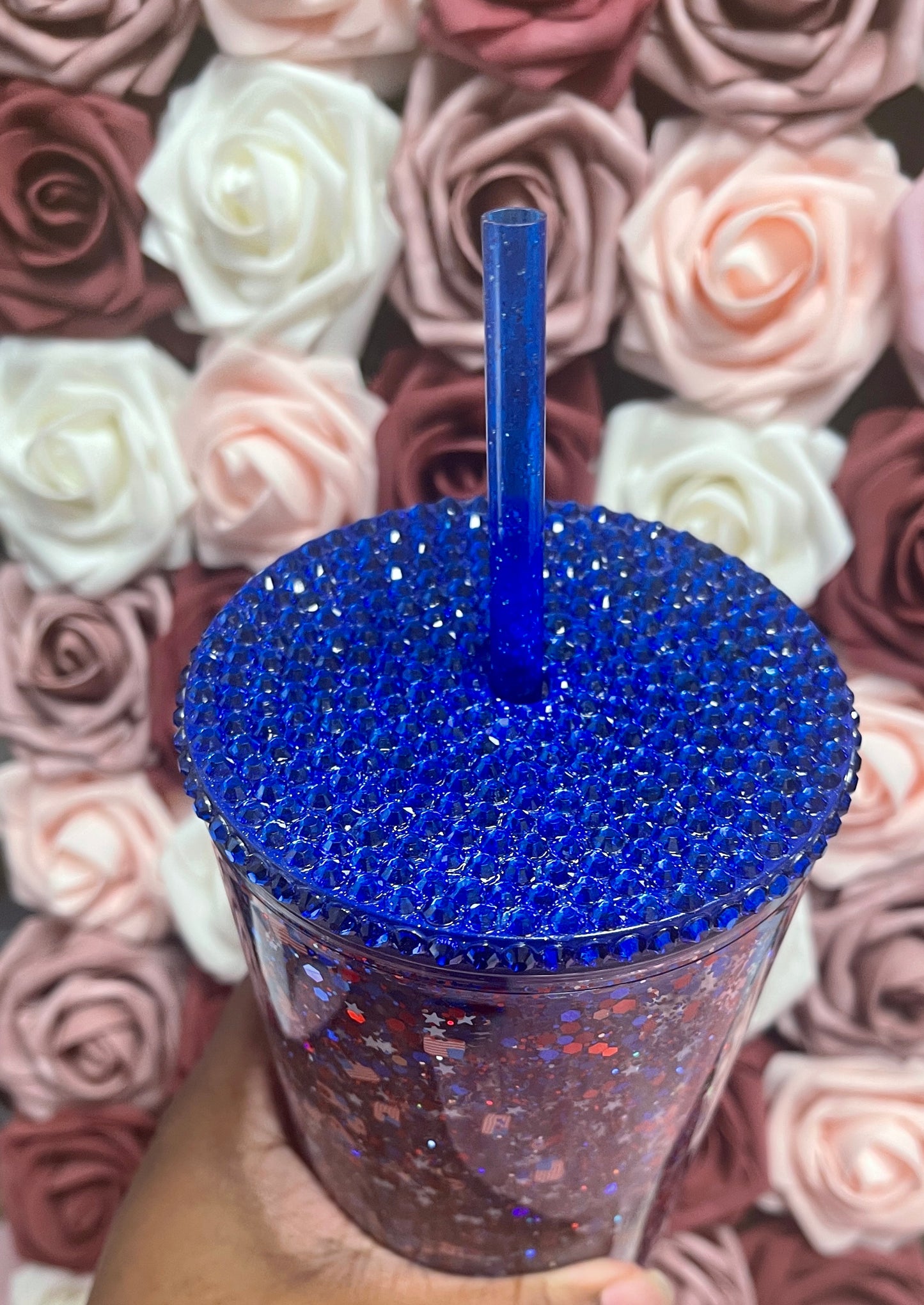 USA Flag Glitter Snow Globe Tumbler