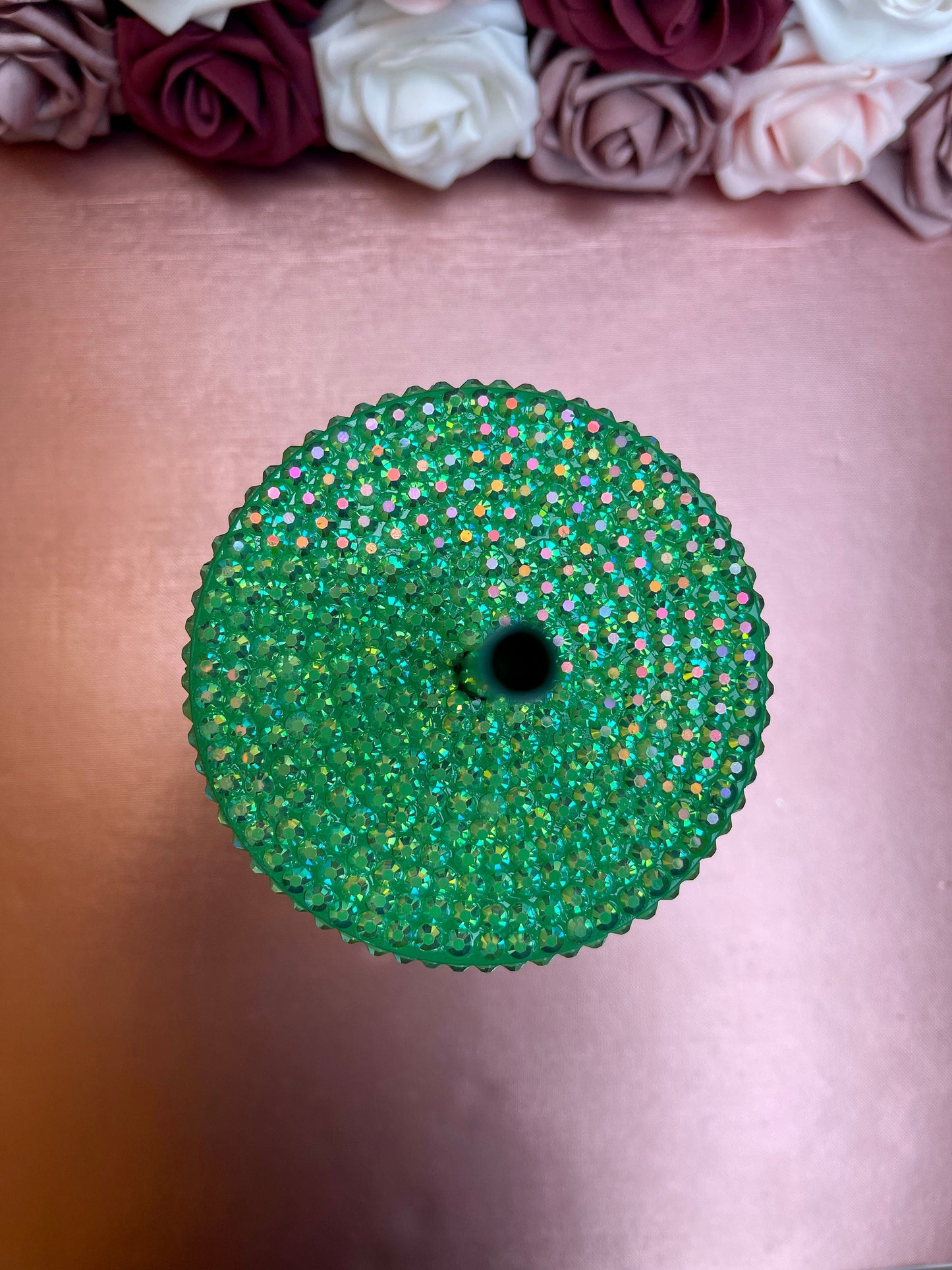 Kiwi Starfruit Refresher Drink Snow Globe Tumbler|Starbucks Rhinestone Lid Tumbler|Floating Glitter|Green