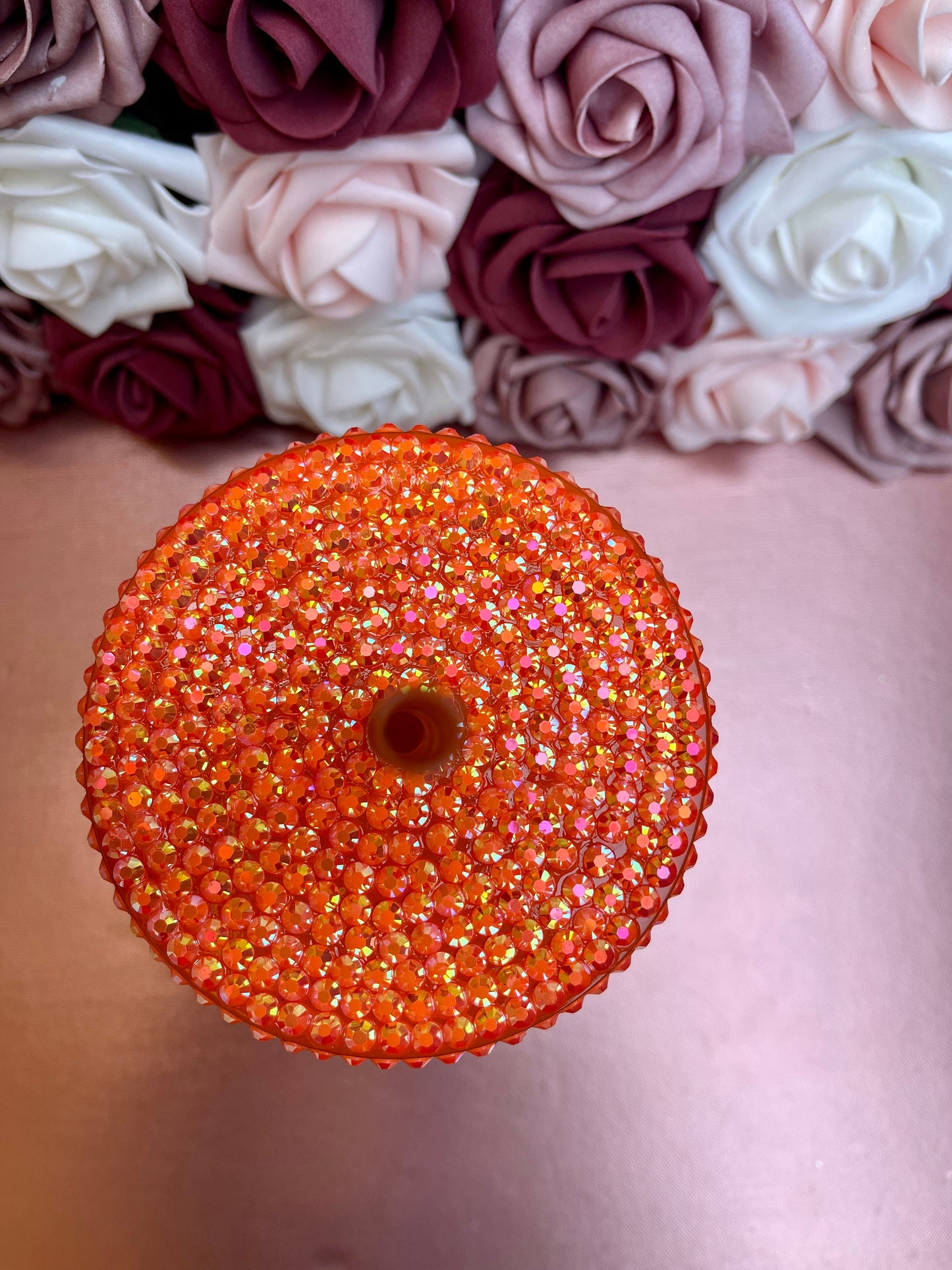 Orange Creamsicle Snow Globe Tumbler|Starbucks Rhinestone Lid Tumbler|Floating Glitter|Orange