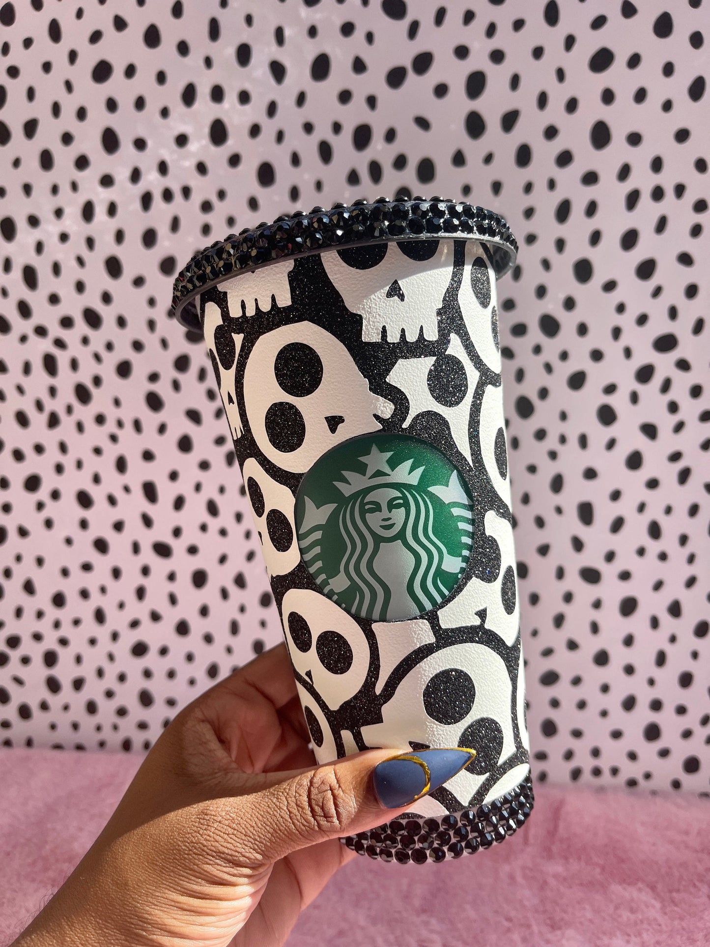 Starbucks Glow in the Dark Skull Rhinestone Tumbler|Venti| HTV Wrap