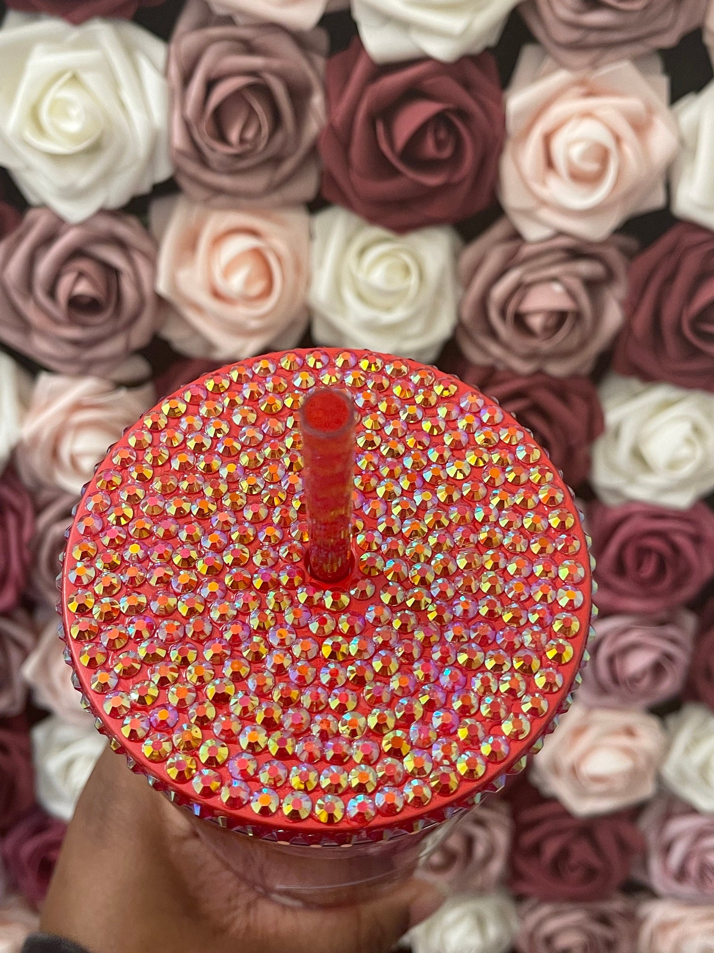 Starbucks Valentines Day Three Color Ombre Rhinestone Filled Tumbler|Rhinestone Lid|Red AB Pink AB Clear AB