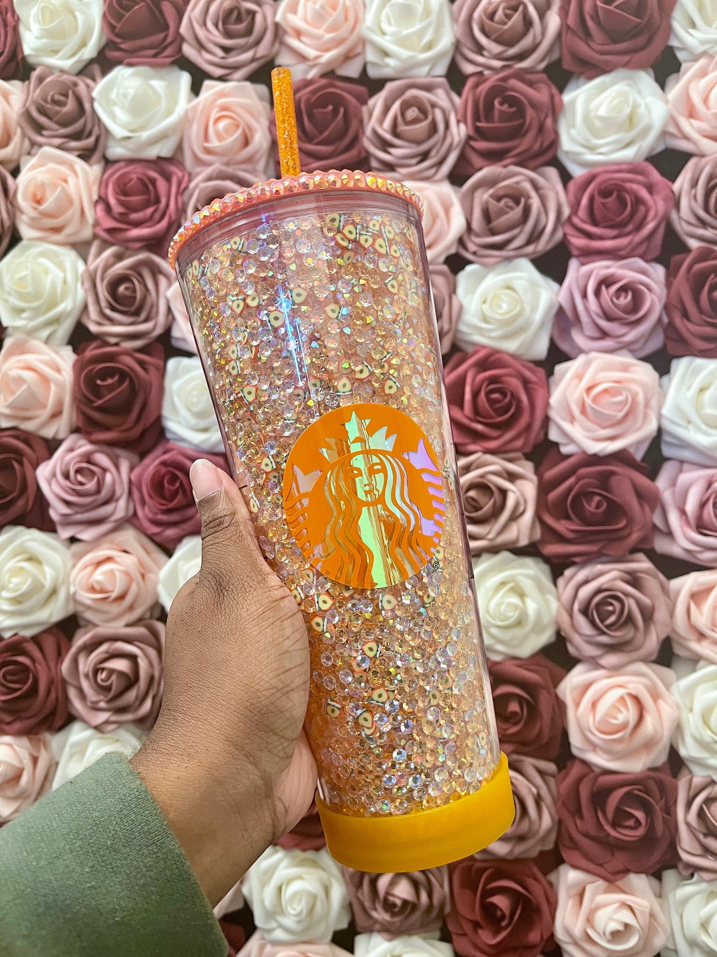 Starbucks Peaches and Cream Rhinestone Filled Tumbler
