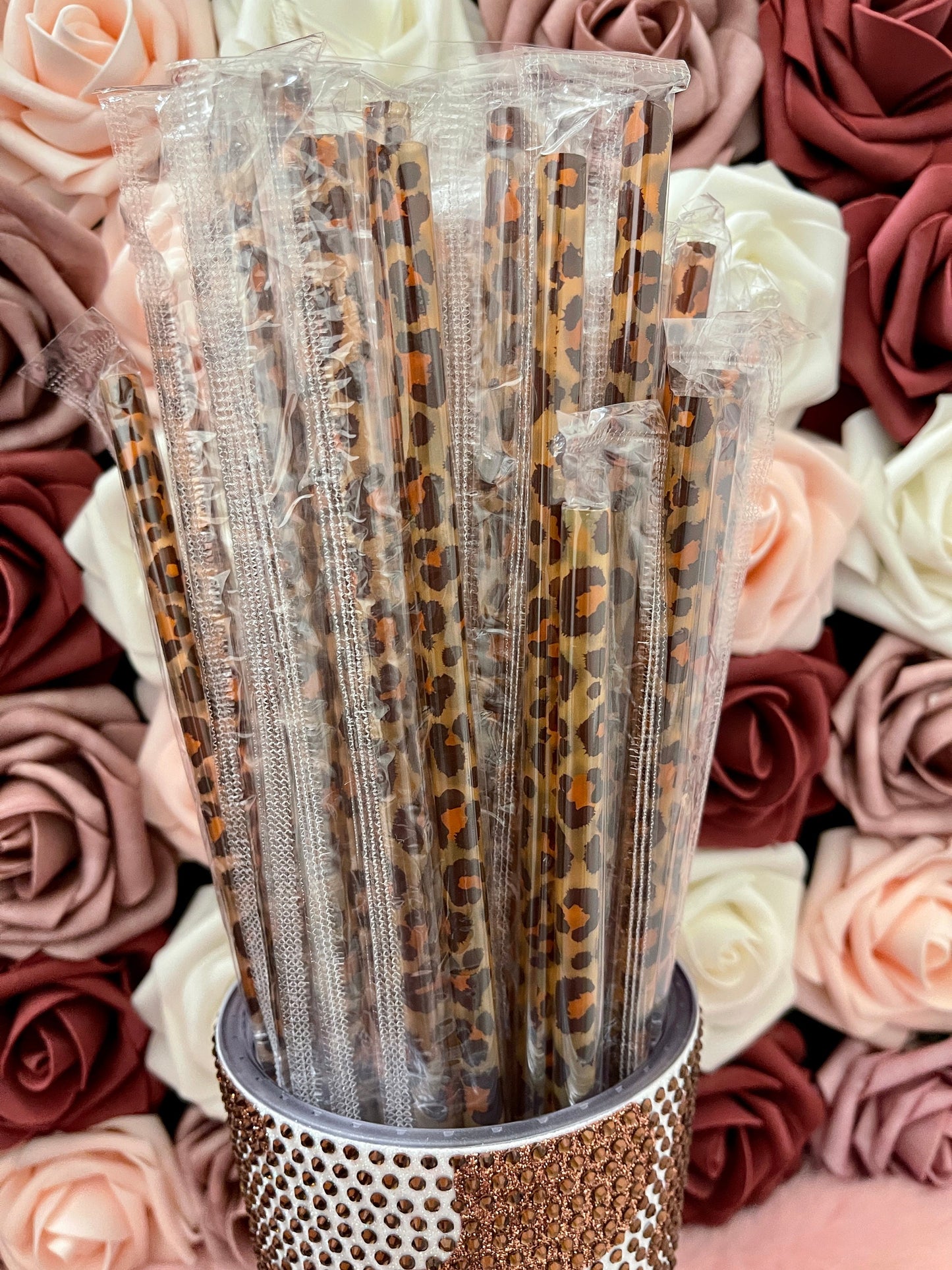 Cheetah Print 9 inch Reusable Straws|Add On|Replacement| Grande Tumbler Straw