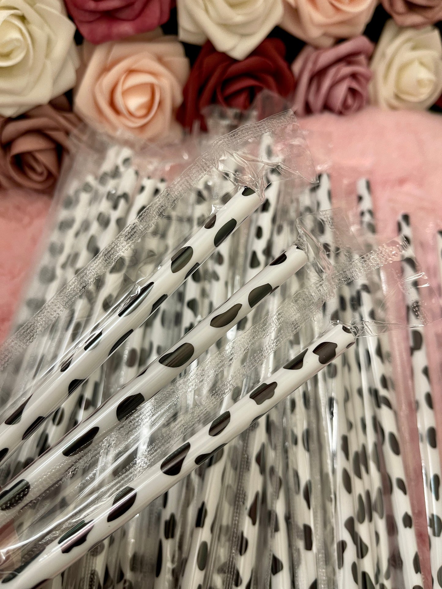 Cow Print Black & White 9 inch Reusable Straws|Add On|Replacement| Grande Tumbler Straw