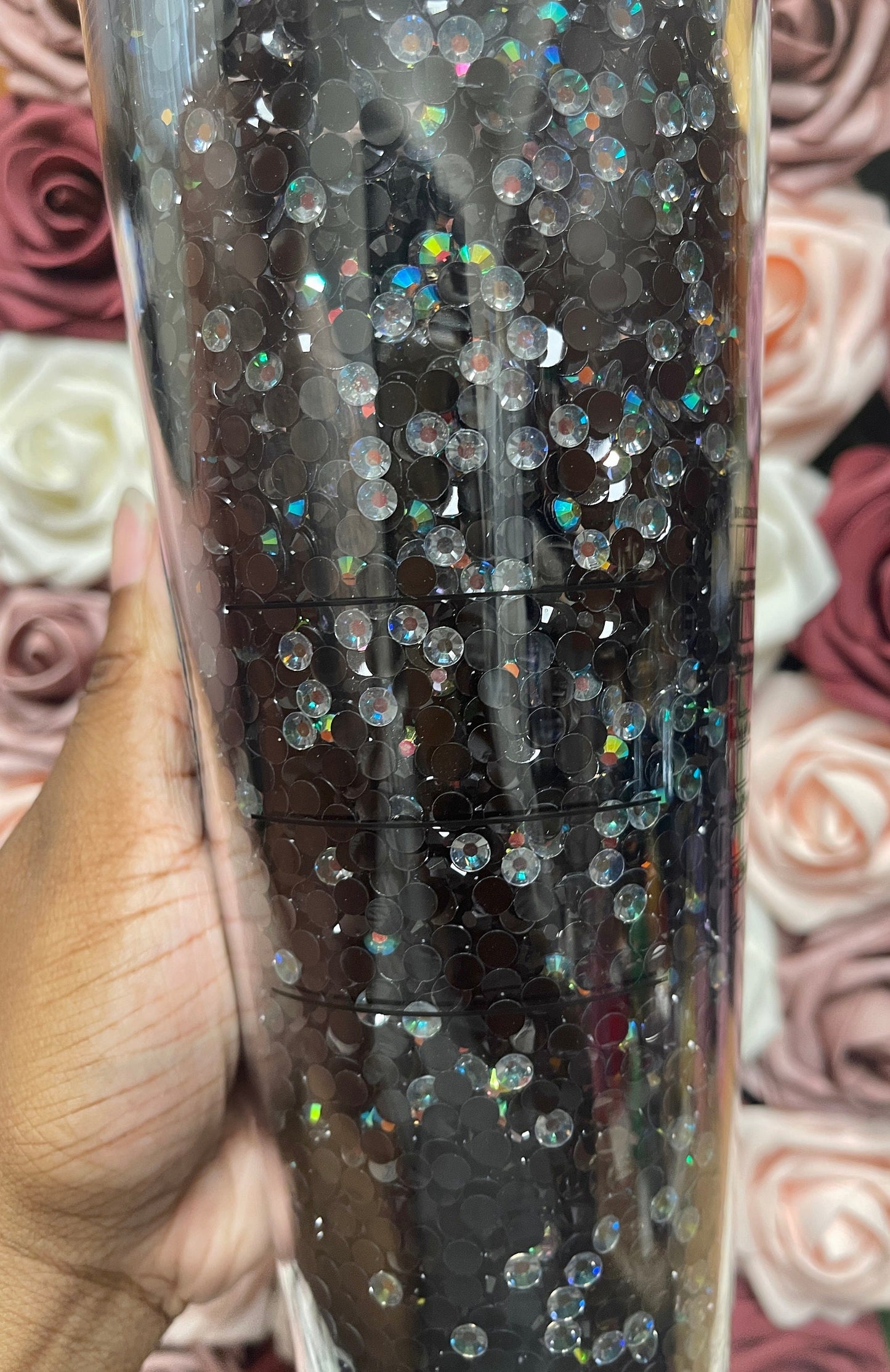 Starbucks Black and Grey Rhinestone Filled Tumbler|Rhinestone Lid| Reverse Rhinestones 16 or 24 oz