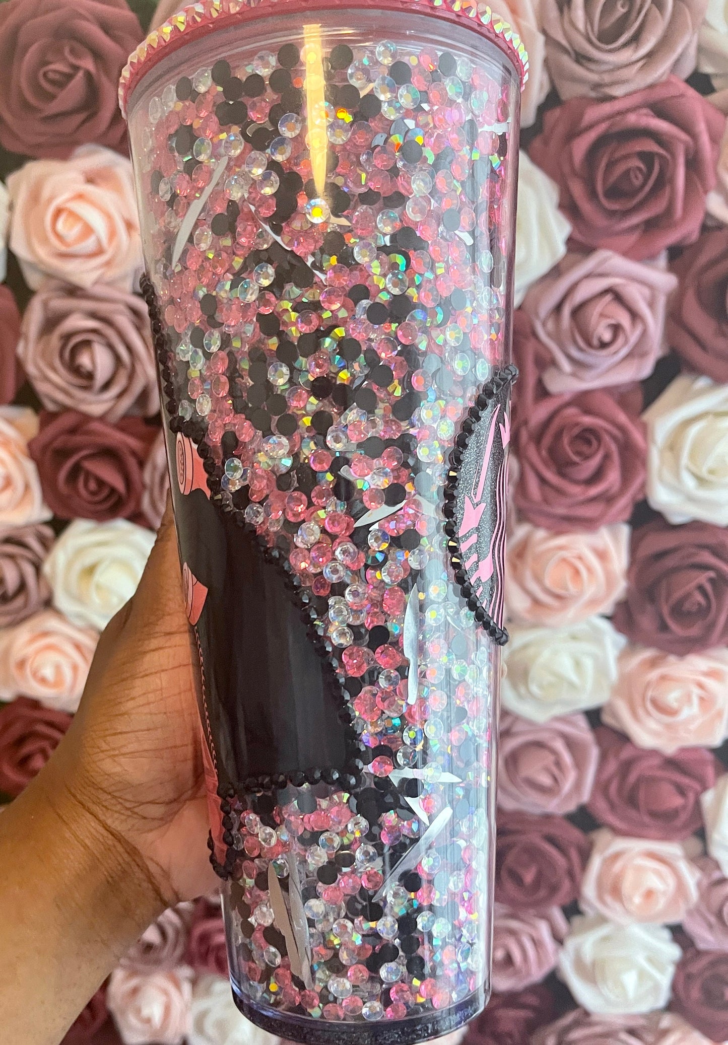 Halloween Ghost Mix Rhinestone Filled Tumbler, Spooky Tumbler, Rhinestone Lid, Reverse Rhinestones 24 oz