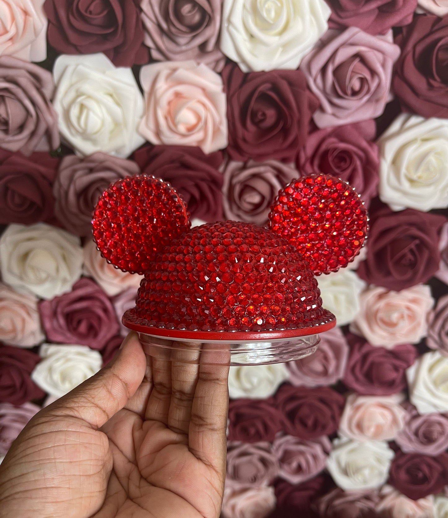 Red Full Bling Rhinestone Mouse Ear Lid, Lid Add On, Replacement Lid, Extra Lid, Fits Starbucks Tumblers