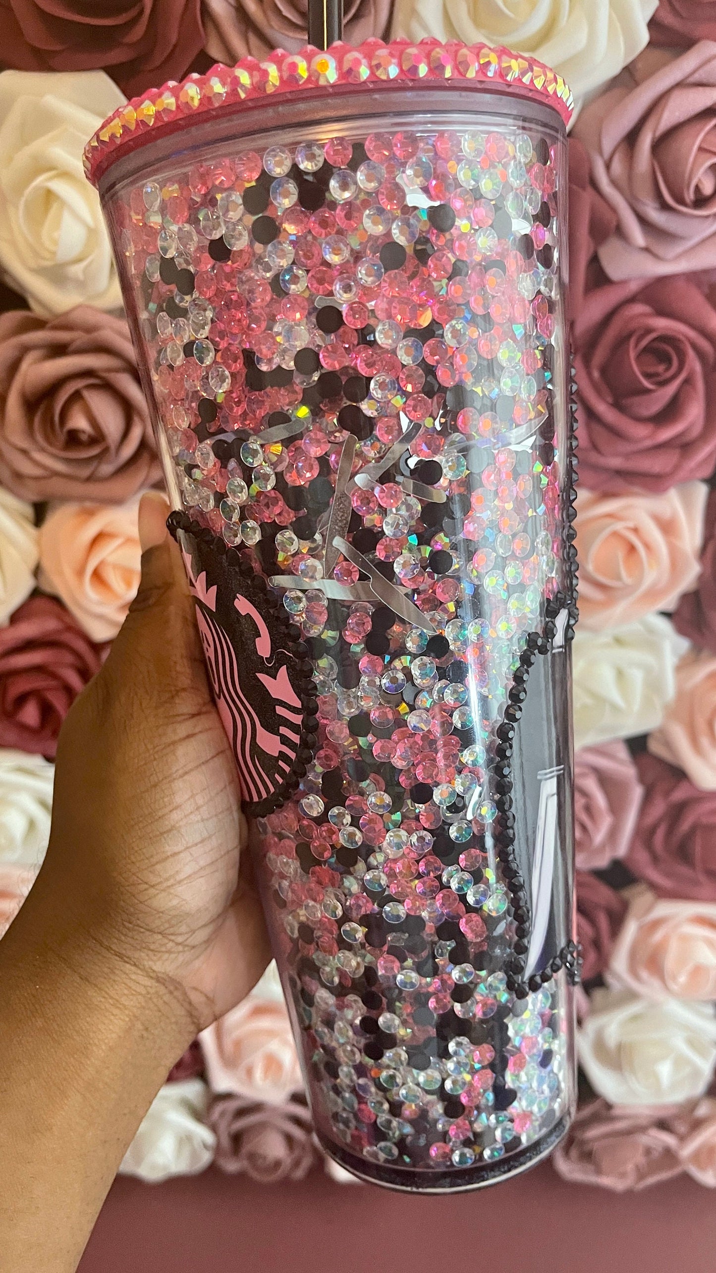 Halloween Ghost Mix Rhinestone Filled Tumbler, Spooky Tumbler, Rhinestone Lid, Reverse Rhinestones 24 oz