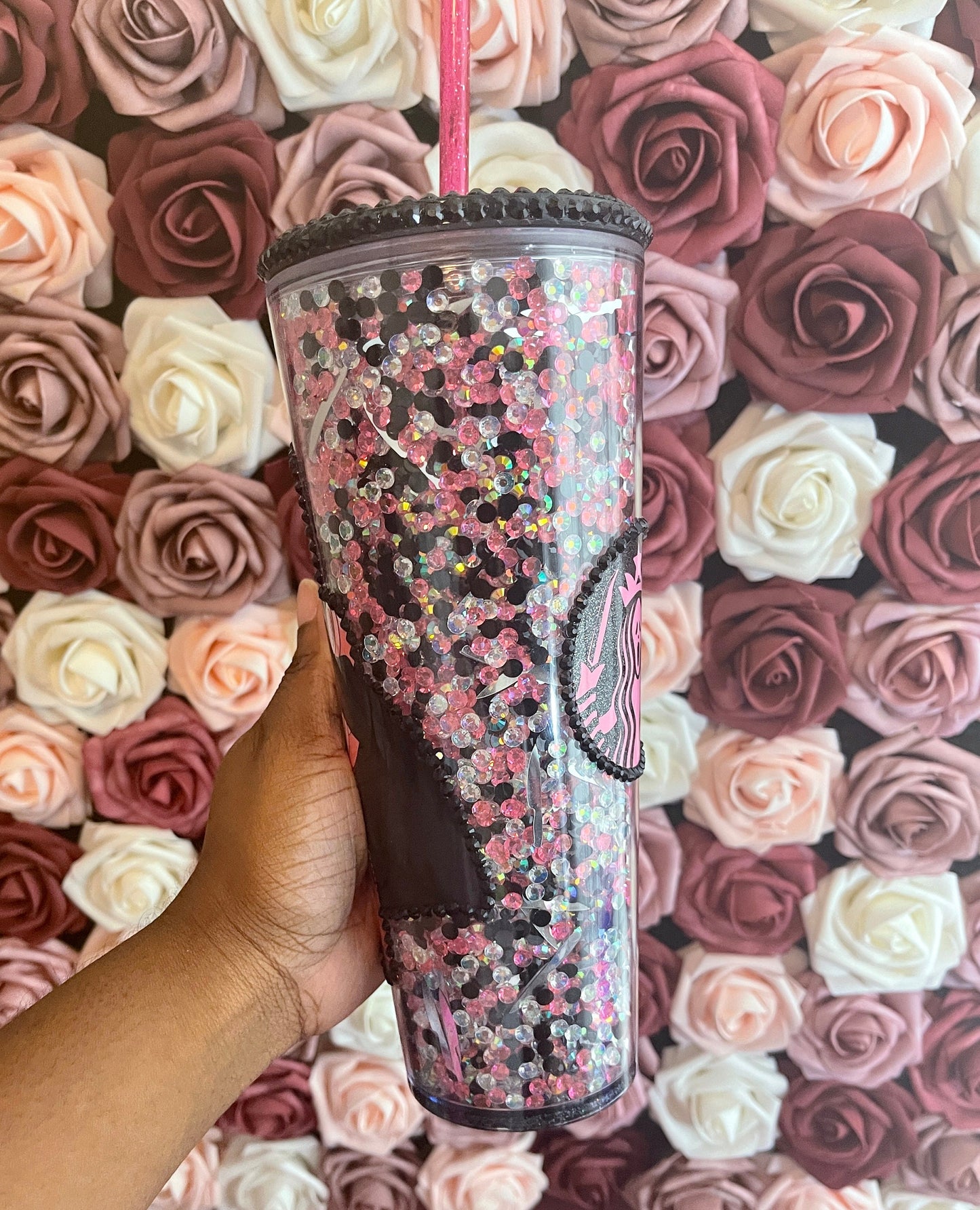 Halloween Ghost Mix Rhinestone Filled Tumbler, Spooky Tumbler, Rhinestone Lid, Reverse Rhinestones 24 oz