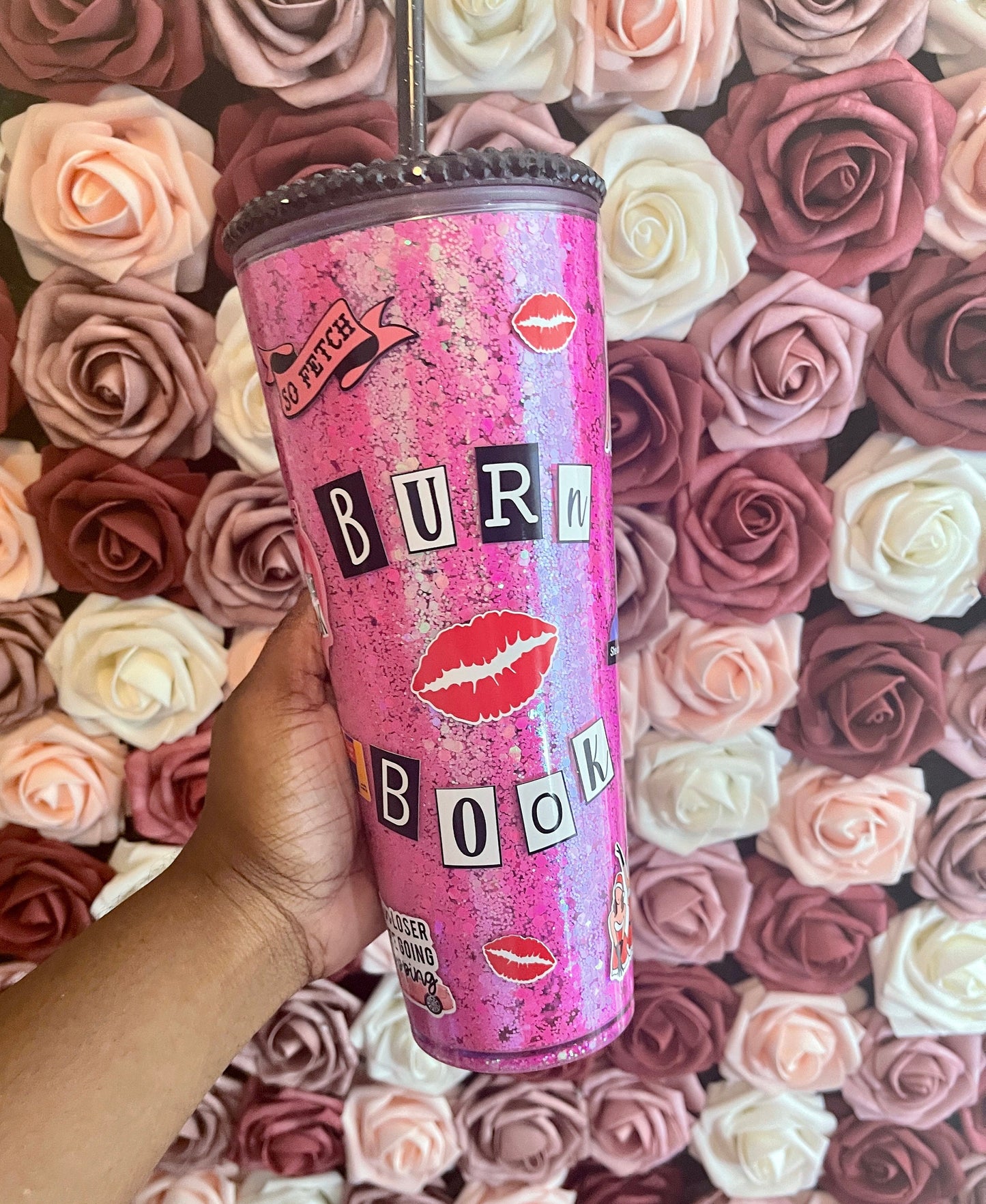 Mean Girls Hot Pink Glitter Walled Tumbler, Ornament Glitter Style Tumbler, Glitter Tumbler