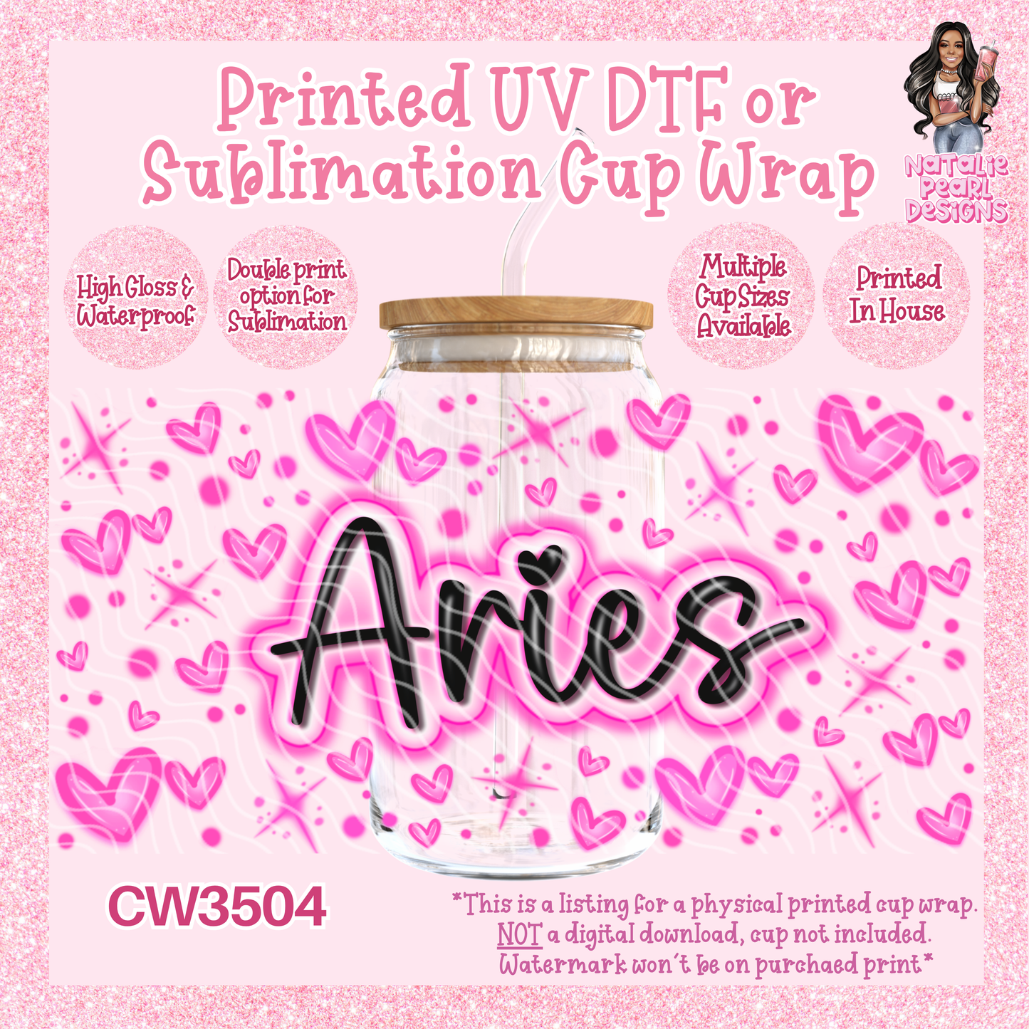 CW3504 Airbush Zodiac UV DTF Cup Wraps