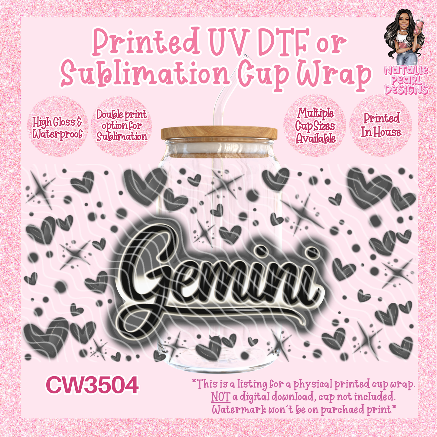 CW3504 Airbush Zodiac UV DTF Cup Wraps