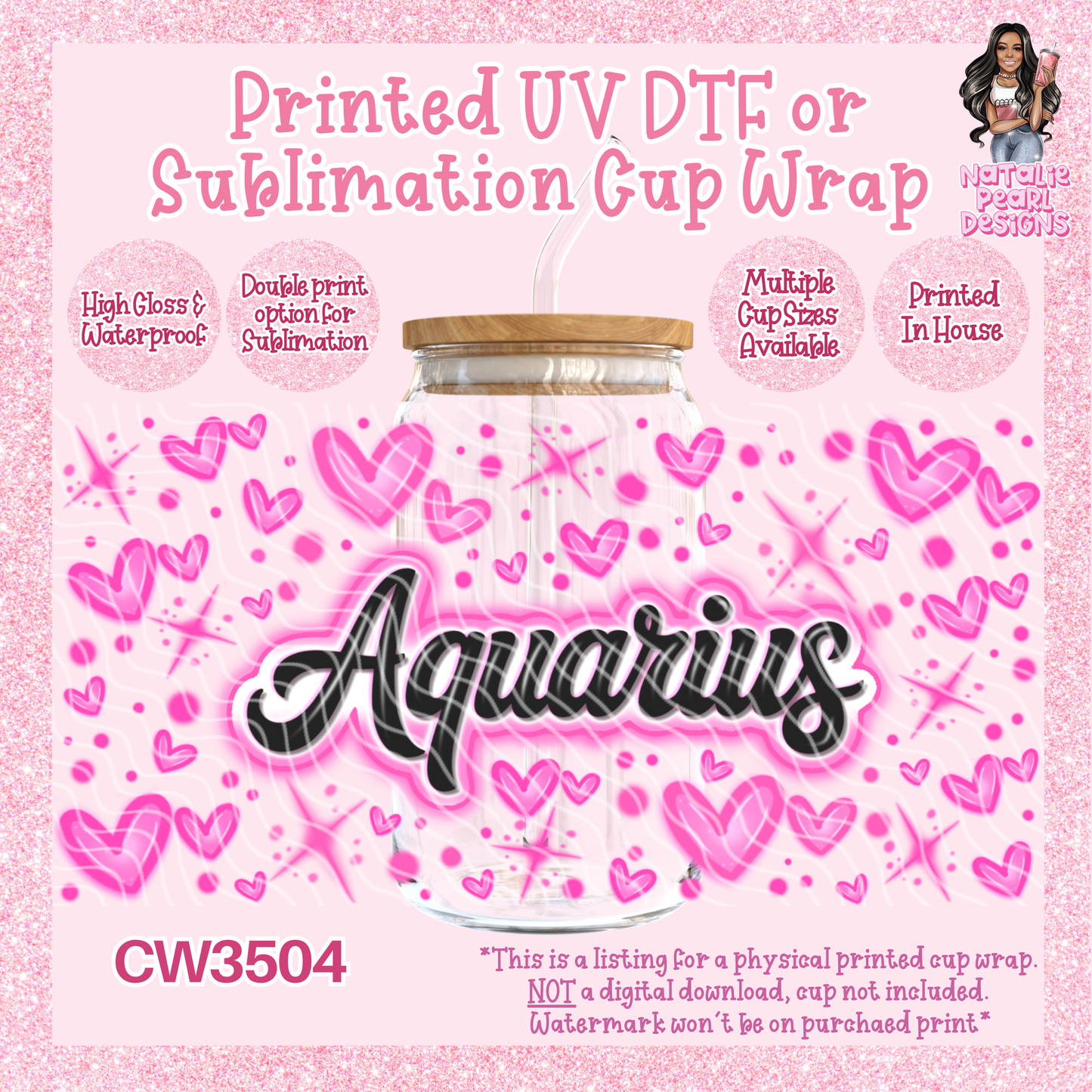 CW3504 Airbush Zodiac UV DTF Cup Wraps