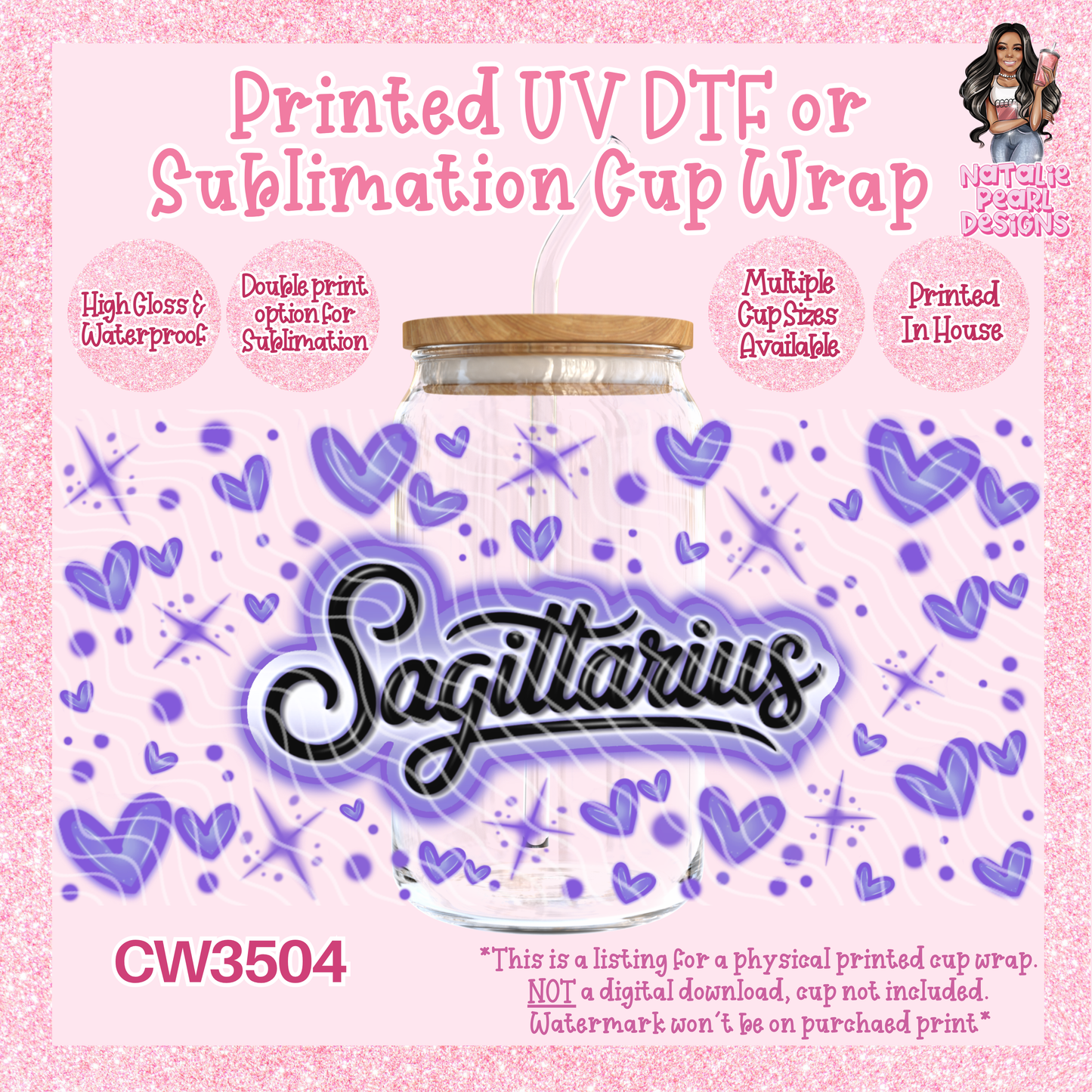 CW3504 Airbush Zodiac UV DTF Cup Wraps