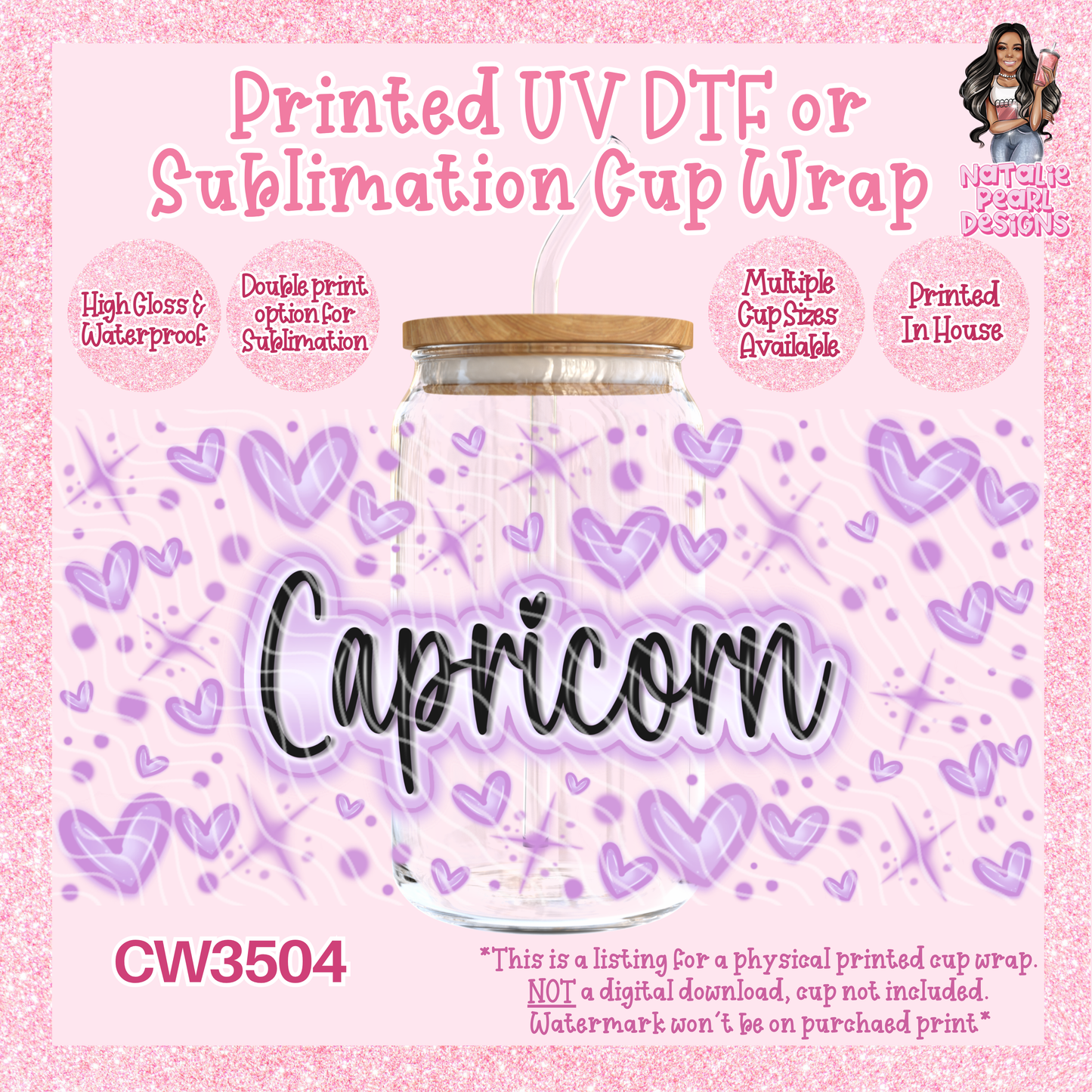 CW3504 Airbush Zodiac UV DTF Cup Wraps