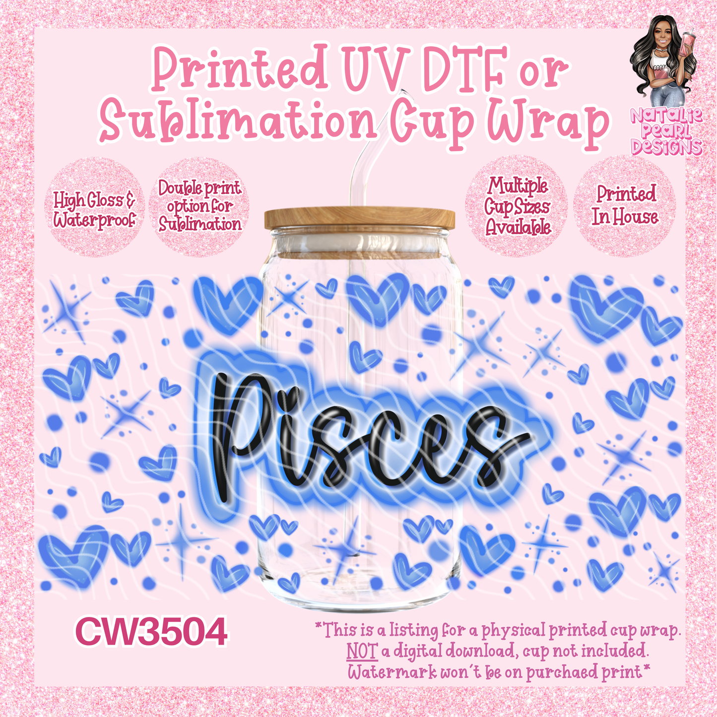 CW3504 Airbush Zodiac UV DTF Cup Wraps
