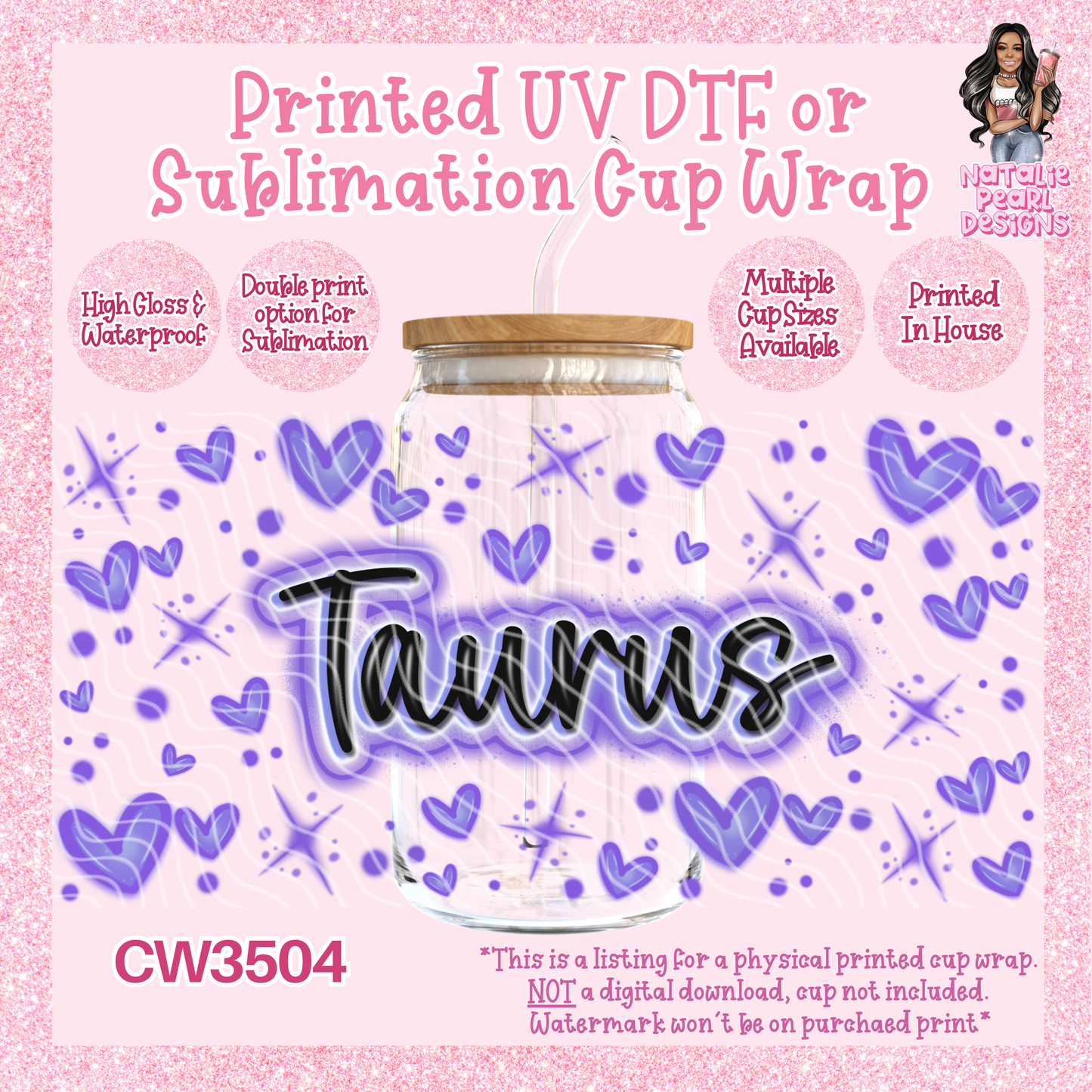 CW3504 Airbush Zodiac UV DTF Cup Wraps