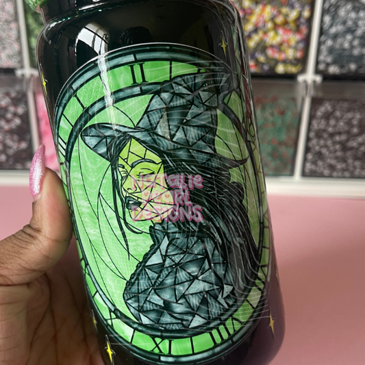 Stained Glass Witches Bookish Glass Can