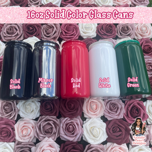 Solid Color Glass Cans 16oz