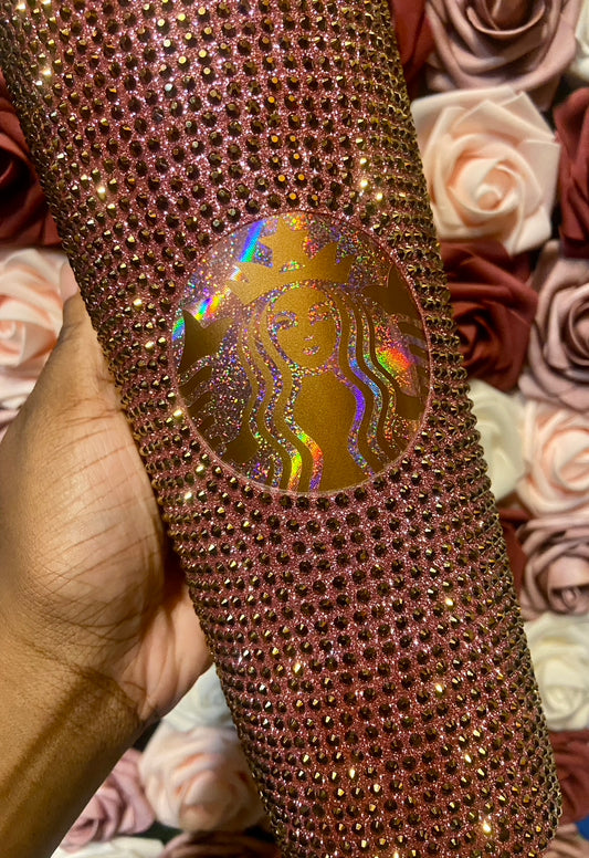 Rose Gold & Gold Full Glitter Rhinestone Tumbler