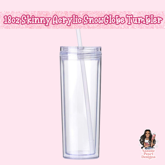 Skinny 18oz Acrylic Snow Globe Tumbler