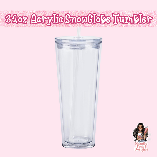 Acrylic 32oz Snow Globe Tumbler