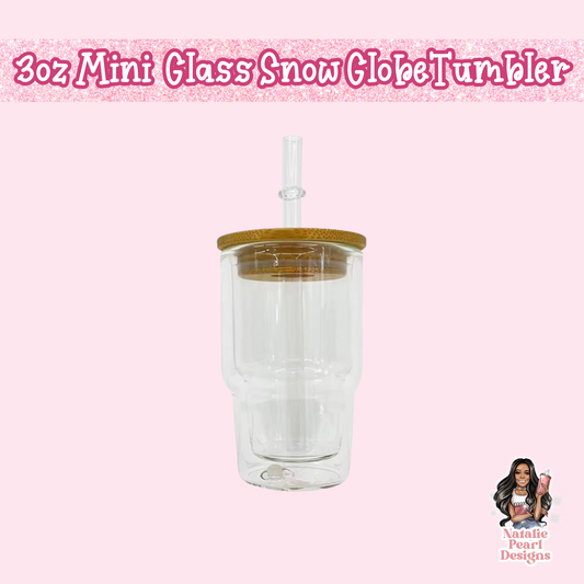 3oz Mini Glass Snow Globe Tumbler