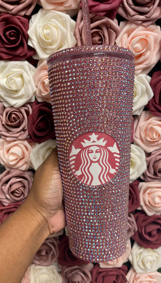 Rose Gold & Pink AB Full Glitter Rhinestone Tumbler