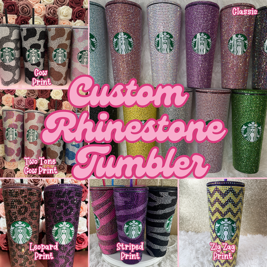 Custom Glitter & Rhinestone Tumbler( All Patterns)