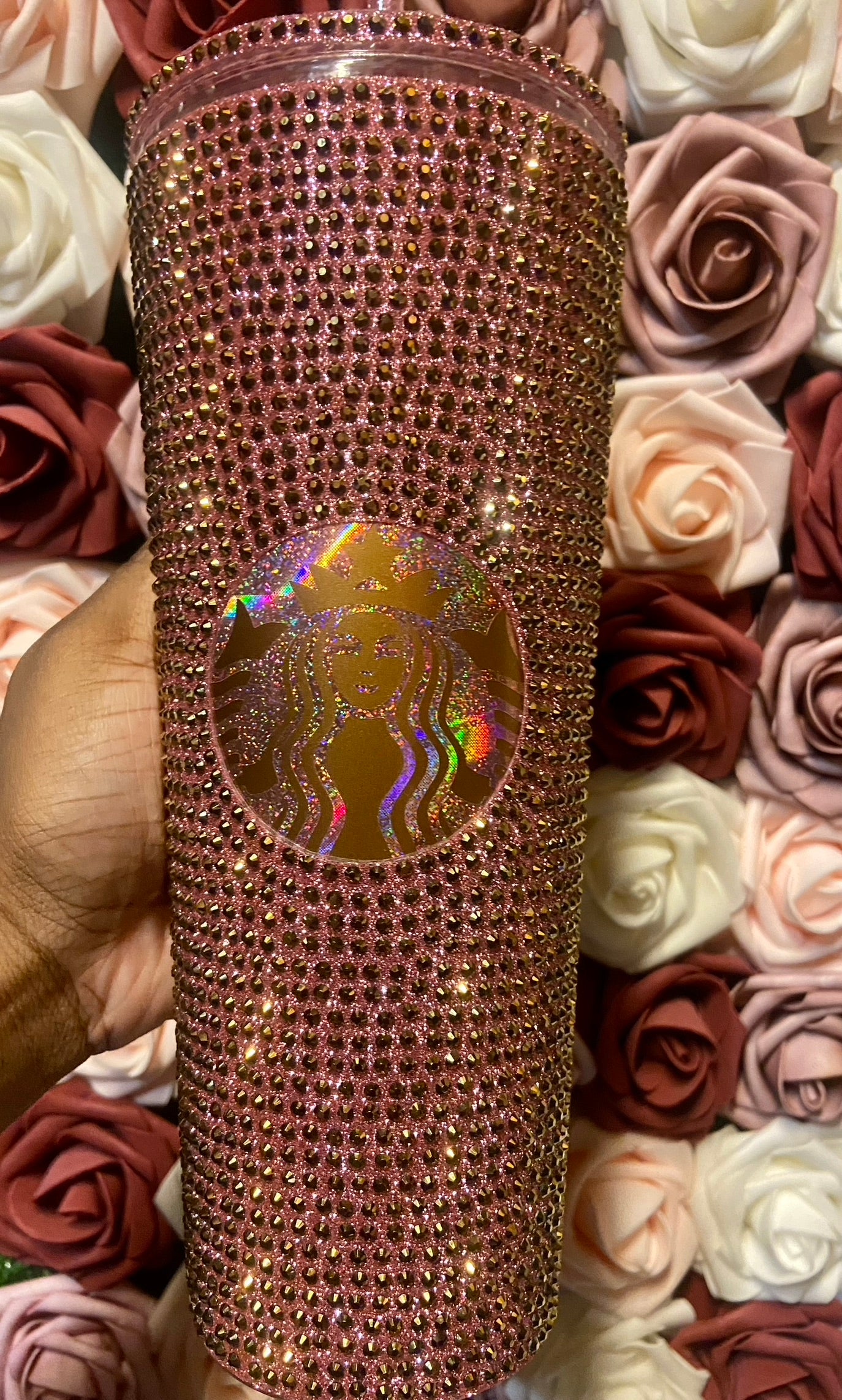 Rose Gold & Gold Full Glitter Rhinestone Tumbler