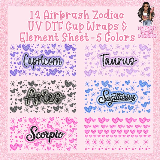 CW3504 Airbush Zodiac UV DTF Cup Wraps