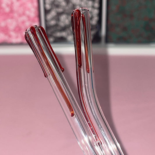 Red Blood Drip Glass Straw 8 inch, Reusable Straws, Add On, Replacement Straw Glass Straw, Halloween Straw
