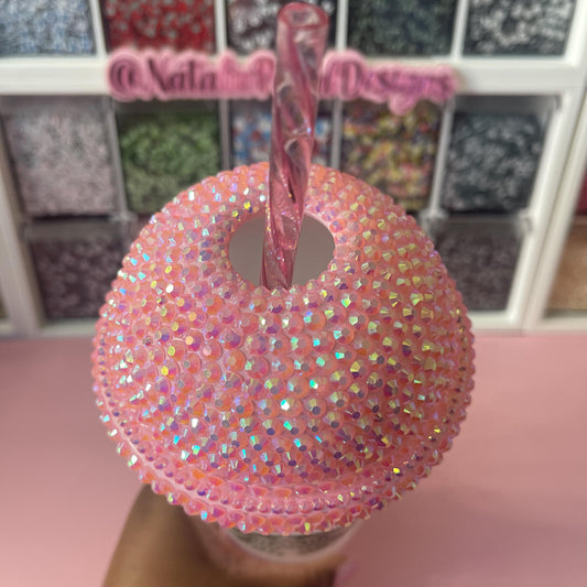 Custom Full Bling Rhinestone or Clear Plastic Cold Cup Lids, Starbucks Lid, Dome Lid, Whipped Cream Lid, Round Lid