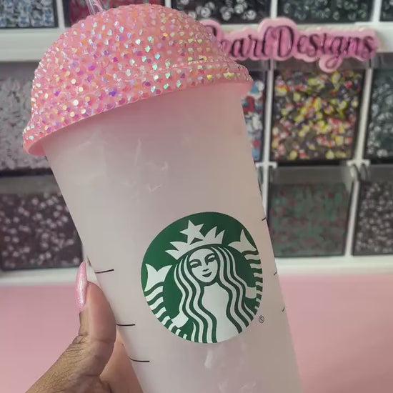Custom Full Bling Rhinestone or Clear Plastic Cold Cup Lids, Starbucks Lid, Dome Lid, Whipped Cream Lid, Round Lid