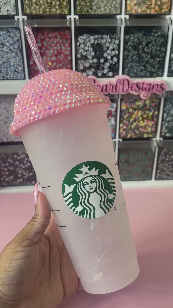 Custom Full Bling Rhinestone or Clear Plastic Cold Cup Lids, Starbucks Lid, Dome Lid, Whipped Cream Lid, Round Lid