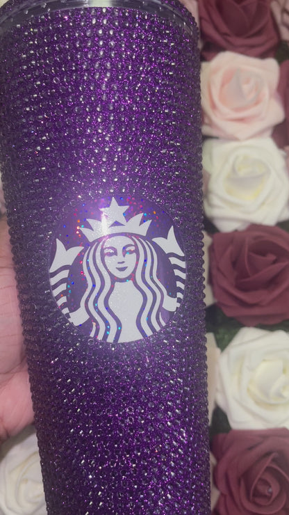 Purple Vinyl With Tanzanite Rhinestone Tumbler