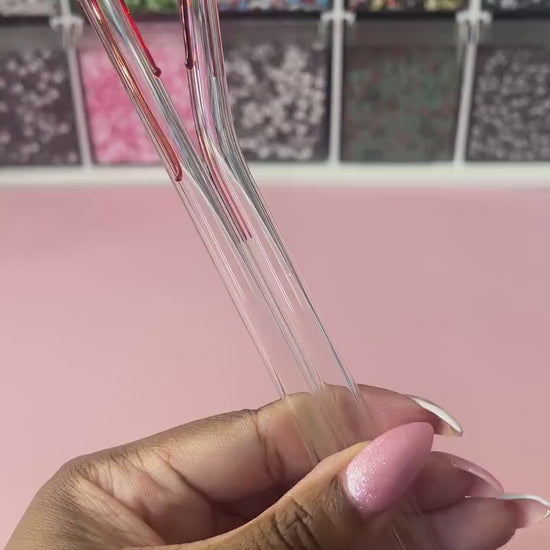 Red Blood Drip Glass Straw 8 inch, Reusable Straws, Add On, Replacement Straw Glass Straw, Halloween Straw