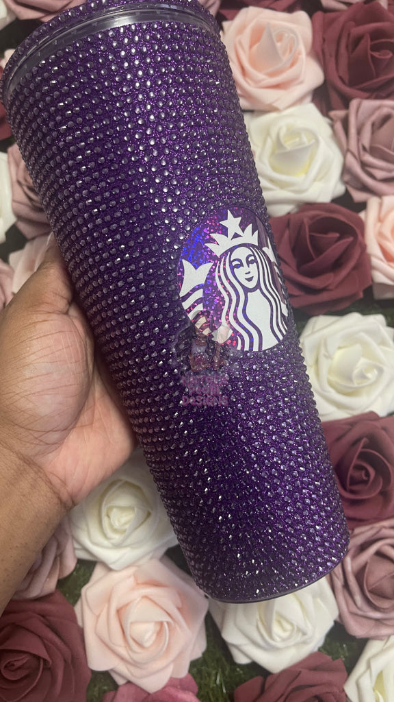 Purple Vinyl With Tanzanite Rhinestone Tumbler
