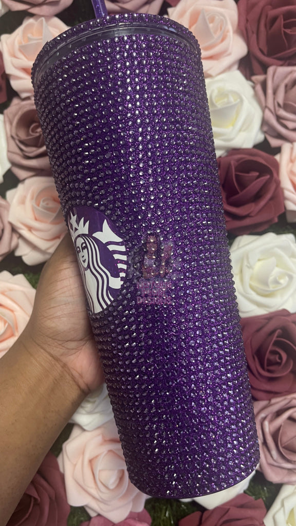 Purple Vinyl With Tanzanite Rhinestone Tumbler