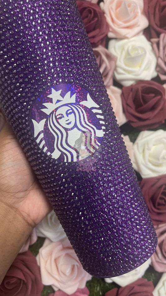 Purple Vinyl With Tanzanite Rhinestone Tumbler