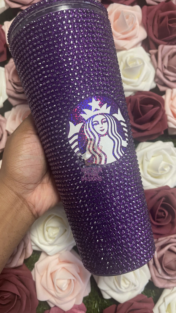 Purple Vinyl With Tanzanite Rhinestone Tumbler