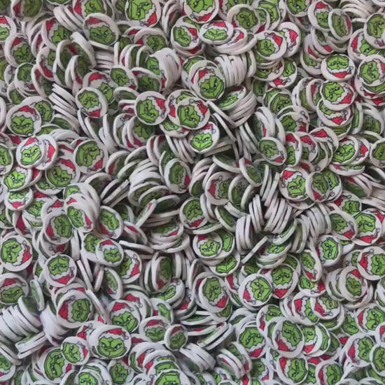 Green Meanie Sprinkle Polymer Clay Slices, Fake Sprinkles for Crafting, Fimo Slices, Christmas Polymer Clay Slices