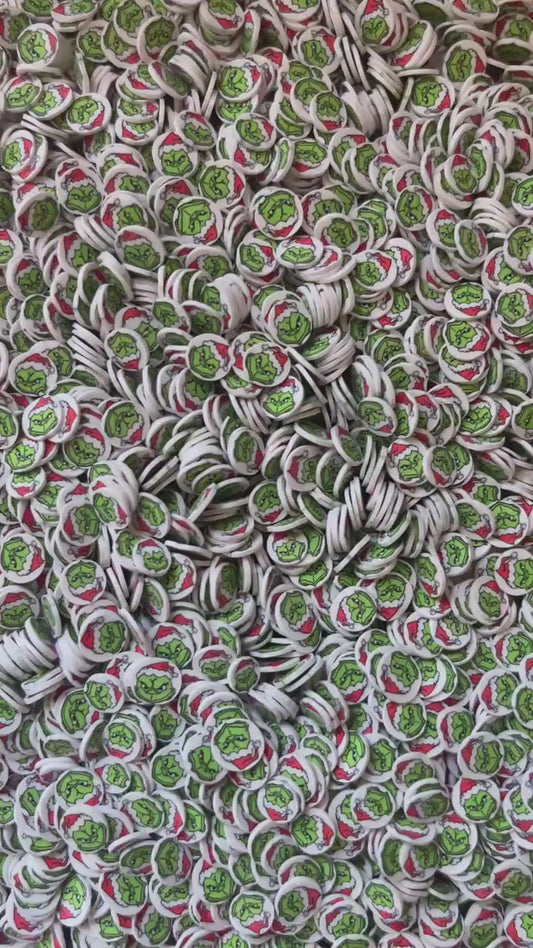 Green Meanie Sprinkle Polymer Clay Slices, Fake Sprinkles for Crafting, Fimo Slices, Christmas Polymer Clay Slices