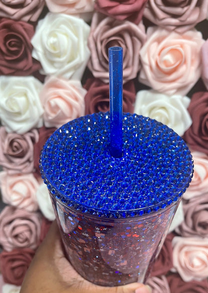USA Flag Glitter Snow Globe Tumbler